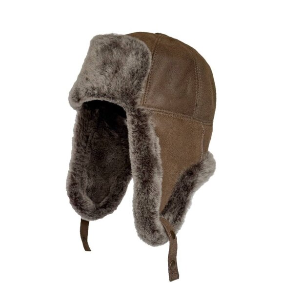 Shearling Sheepskin Leather Trapper Hat Aviator | Winter Hat | Ushanka - Picture 1 of 10